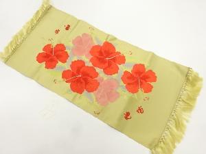 リサイクル　草花模様織出し卓布